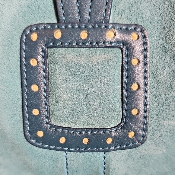 Coach 2006 Hamptons Suede Hobo Bag Teal Blue with Silver Hardware - Picture 10 of 14